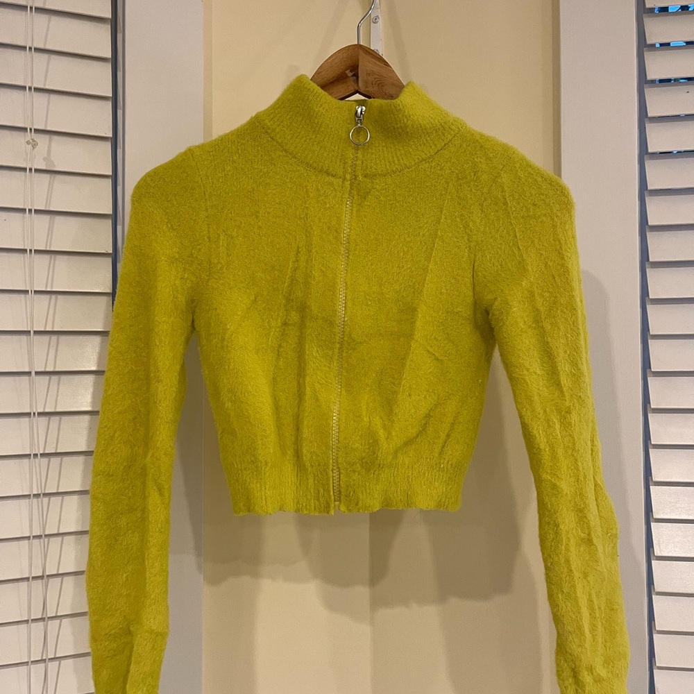 Women's Yellow Zip-Up Sweater